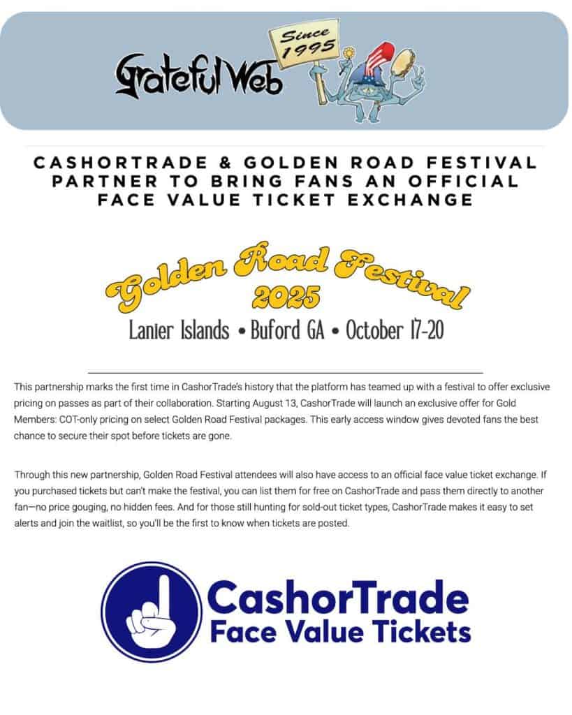 Grateful Web CashorTrade Partners with Golden Road Festival